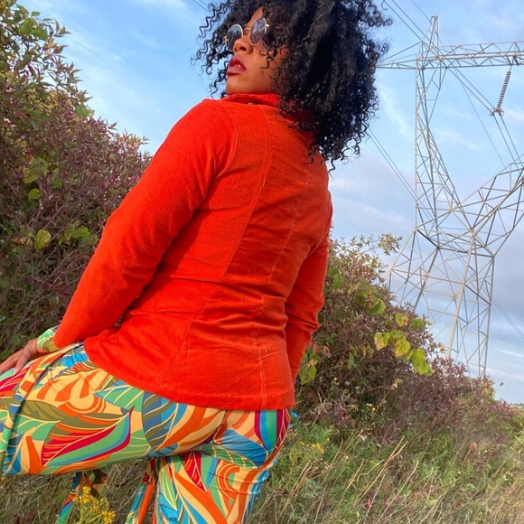 Custom made orange corduroy jacket size medium - Picture 3 of 8